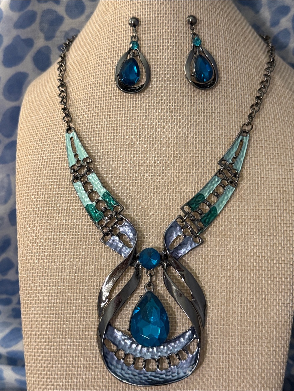 Teardrop Aqua Statement Necklace - Women Jewelry
